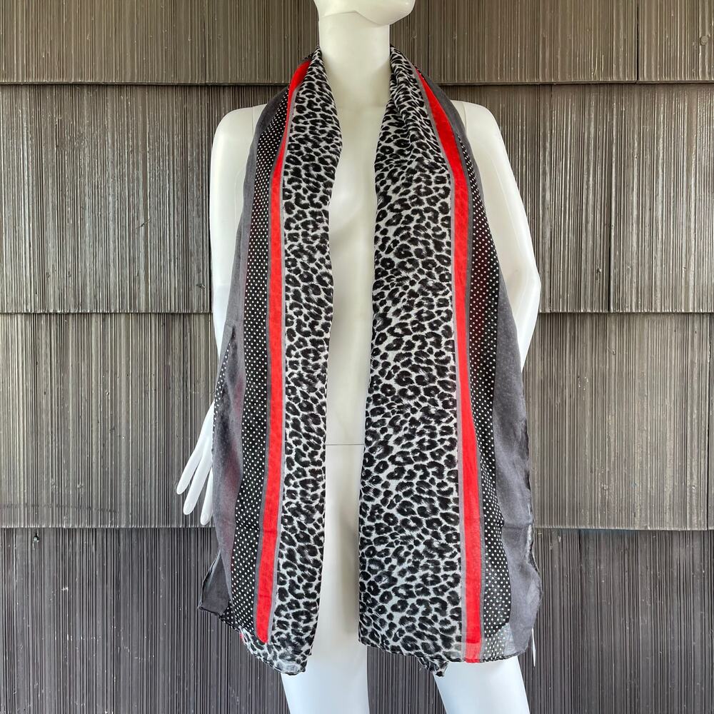 🔥NWT Jessica McClintock Mob Wife Classic Leopard Print Polka Dot Stripe Shawl
